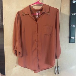 Mauve Long Sleeve Button Up - L